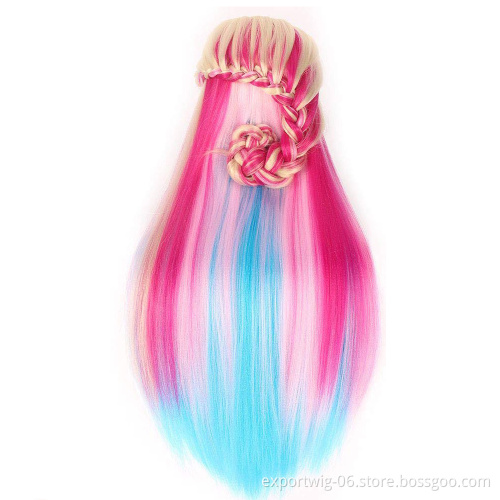 Synthetic Hair Manikin Head Female Wig Black Cosmetology   Maniquines Mannequin Head Hairdresser Training Doll Head
